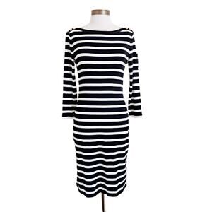 NWT LAUREN Ralph Lauren Striped Dress Size Medium Black & White Preppy Nautical